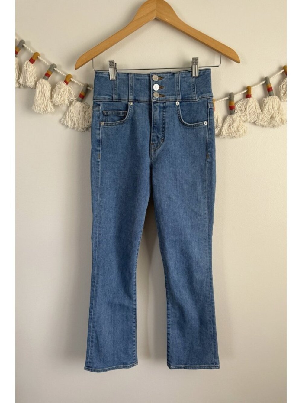 Veronica Beard Carly Kick Flare Med Wash High Rise Jeans Denim Boho Size 24